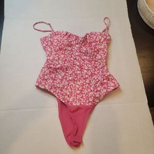 ZARA Pink Floral Bodysuit Size Small